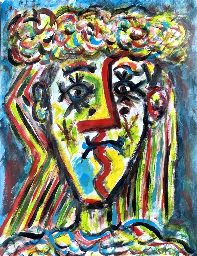 Colorful improvised portrait by Eric VALEZY 